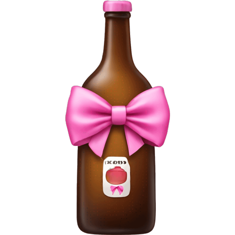 Alcohol bottle with pink bow  emoji