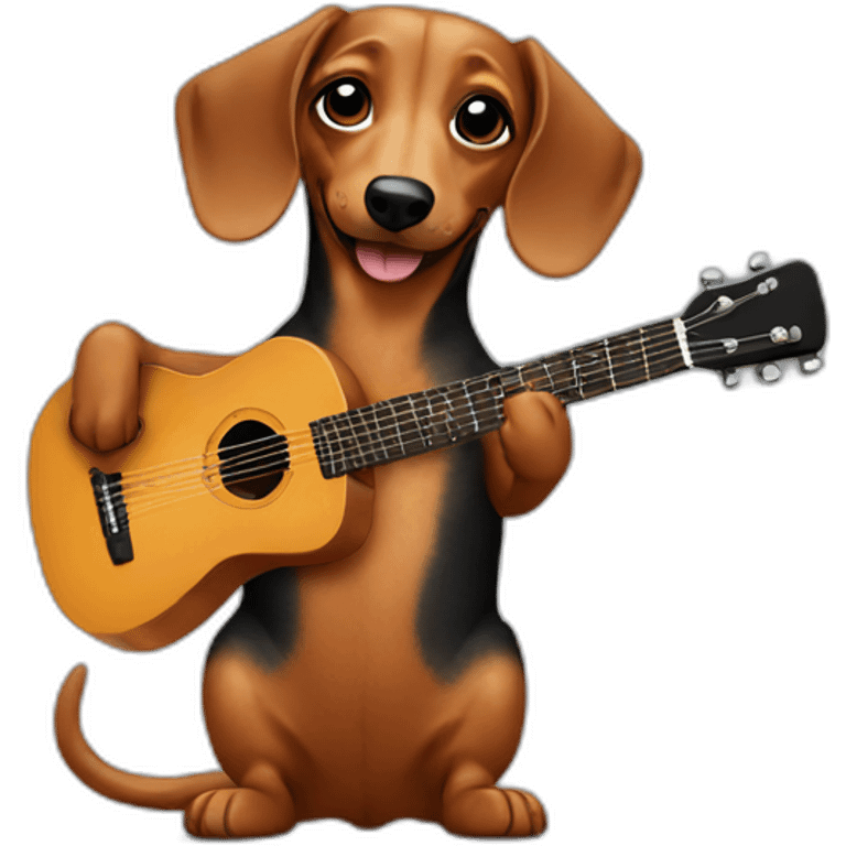 Dachshund playing guitar emoji