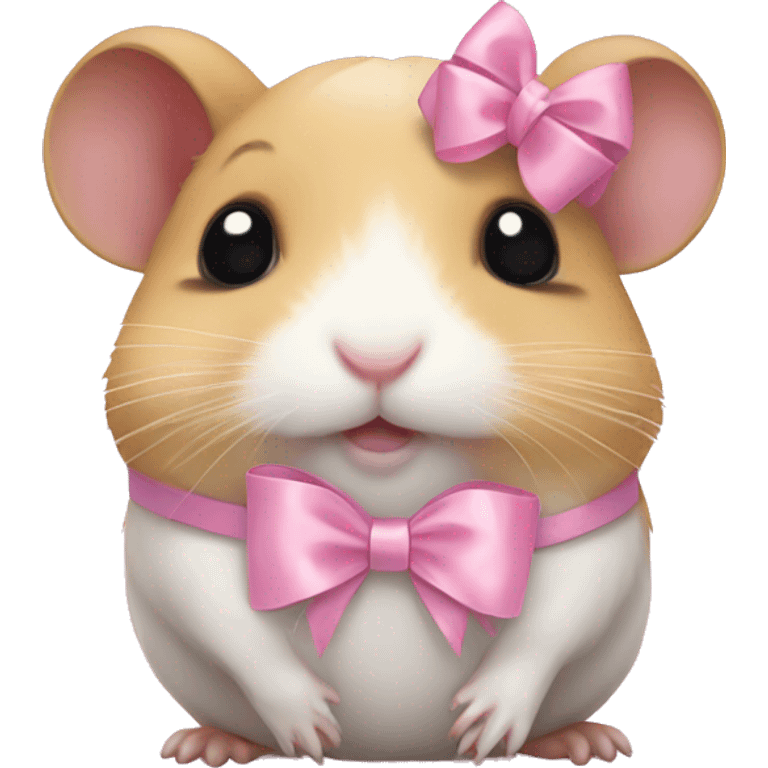 full body hamster with light pink ribbon bow emoji