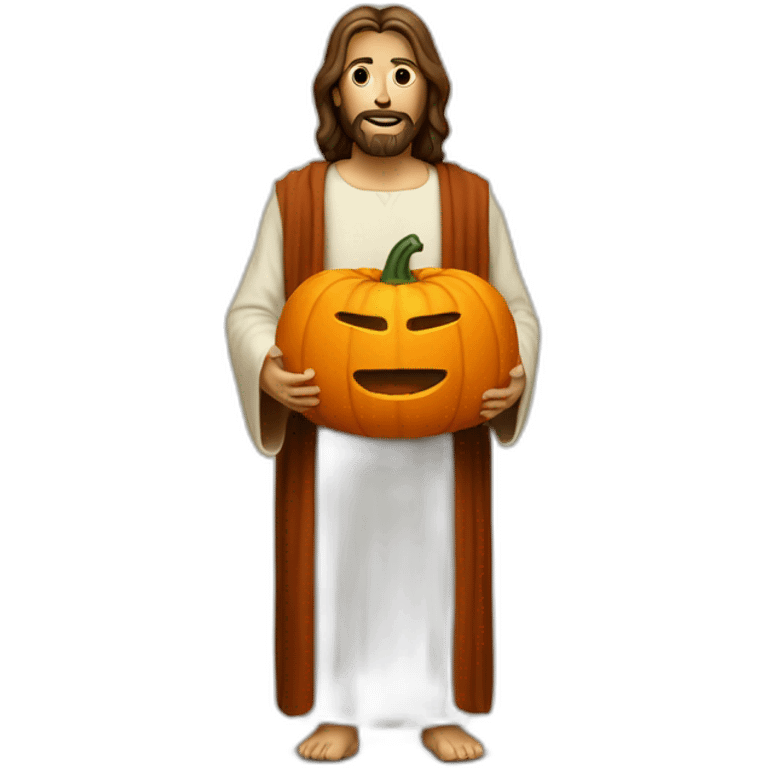 Jesus Christ with a pumpkin head emoji