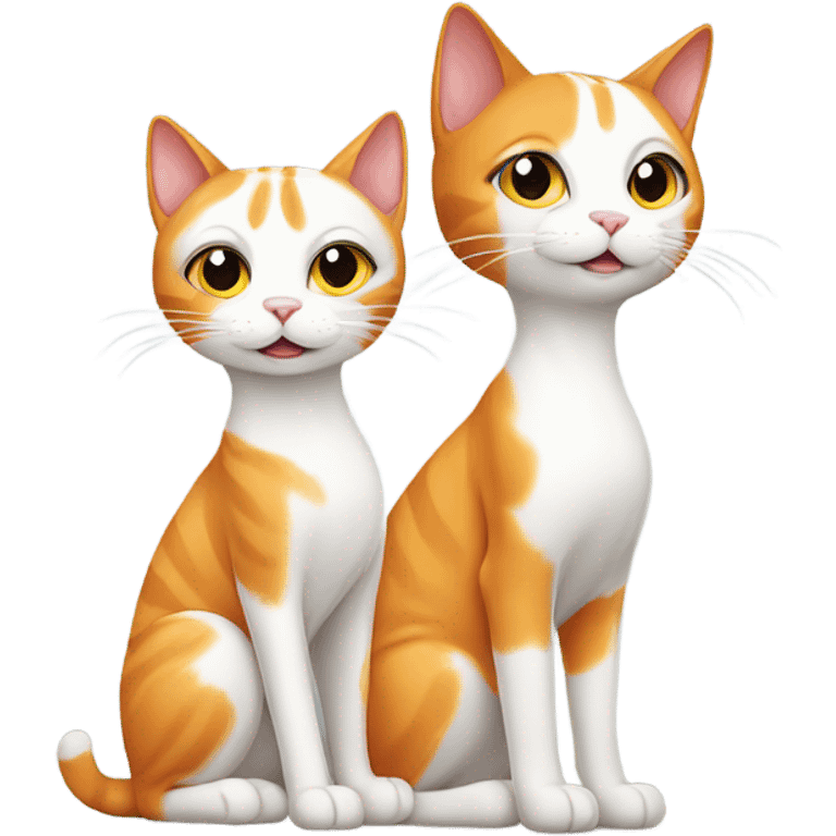 2 orange and white cats one skinny and small and one big emoji