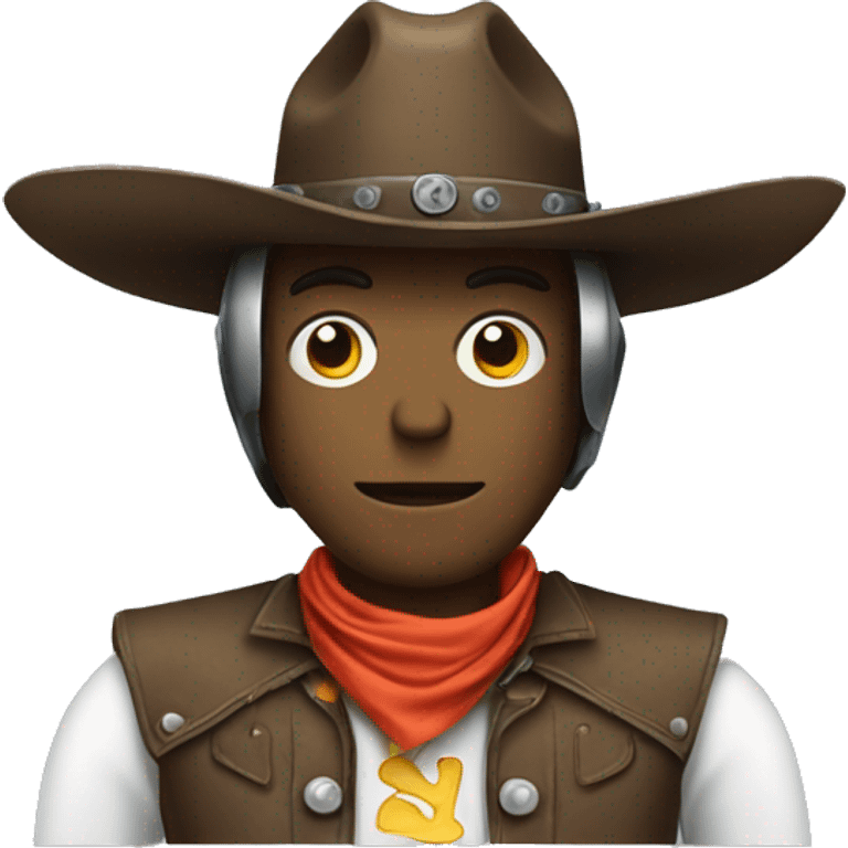 A robot dressed as a cowboy emoji