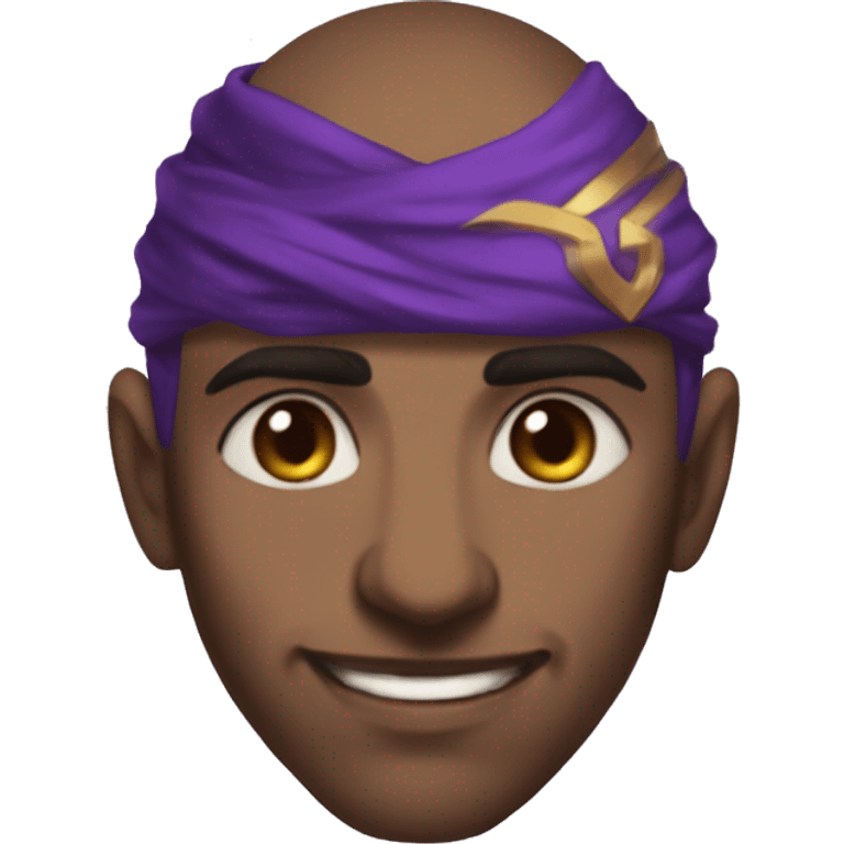 make kassadin from league of legends but just his head and blushing, make him middle eastern, not brown, and she less of his face and more of kassadins mask. make his skin lighter emoji