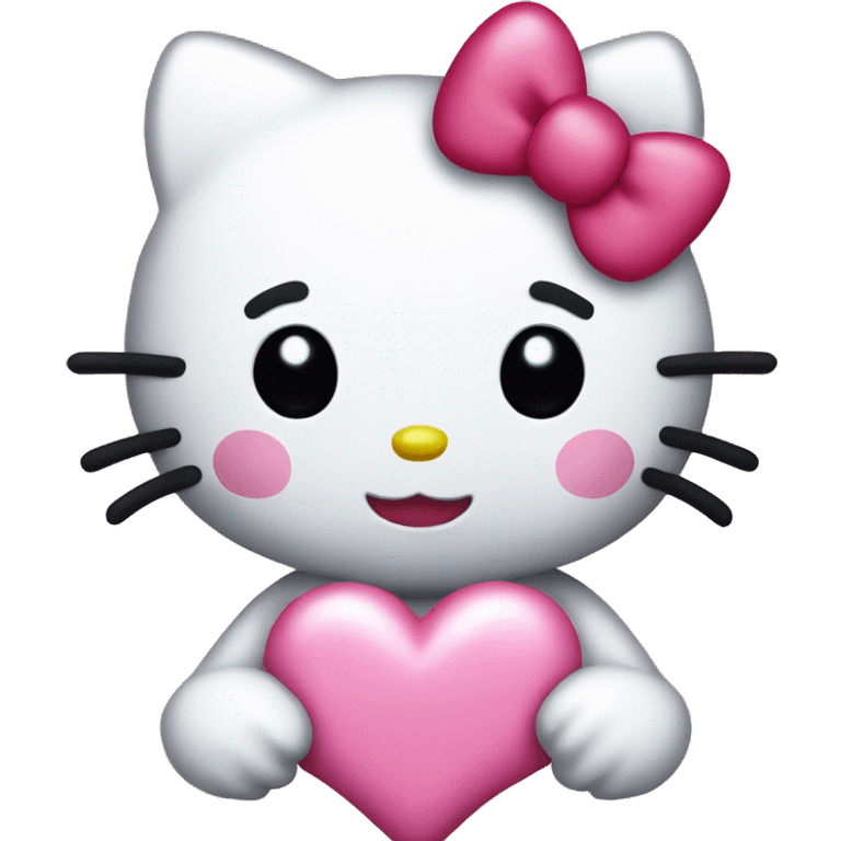 hello kitty with a little pink heart in her hands emoji