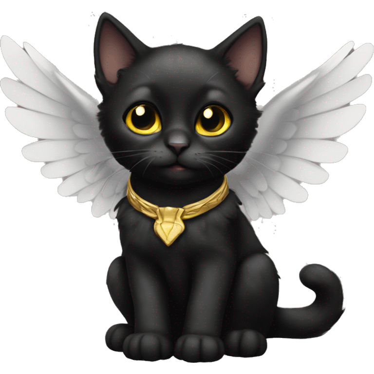 Black kitten with wings emoji