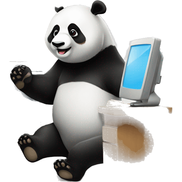 un panda con una impresora emoji