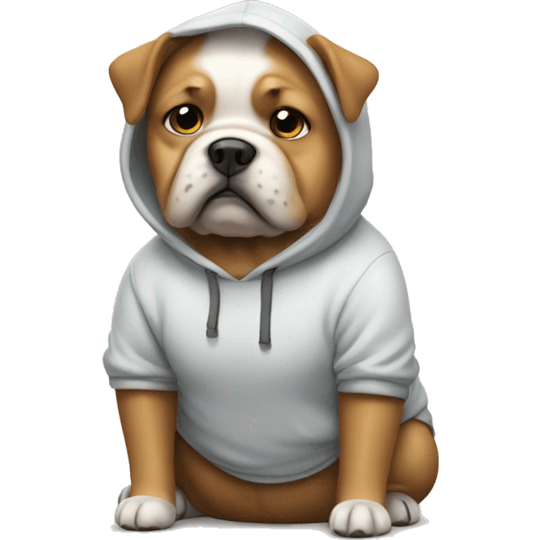 A fat dog wearing a small hoodie  emoji