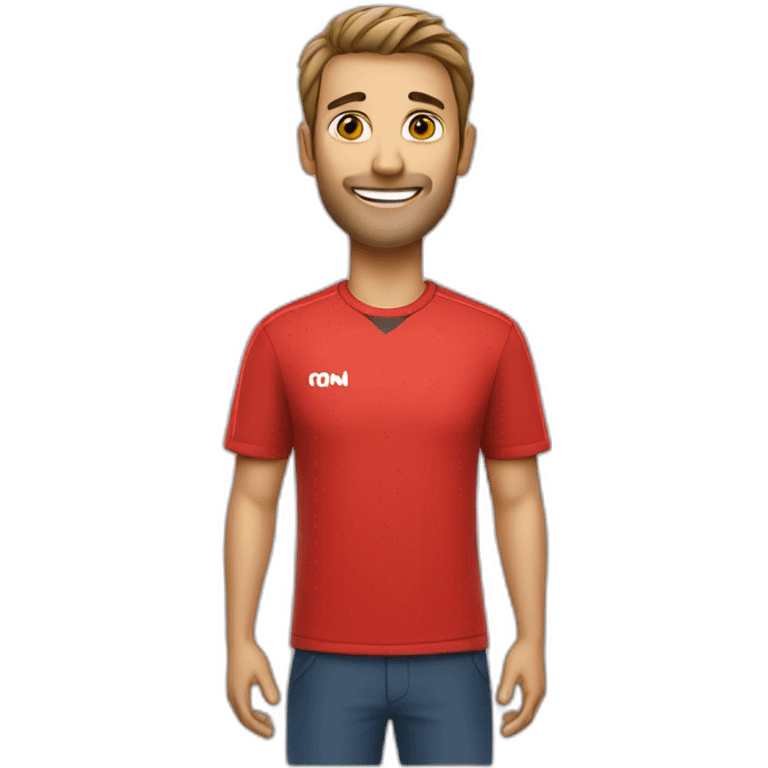 Men with cricket bat in red t shirt emoji