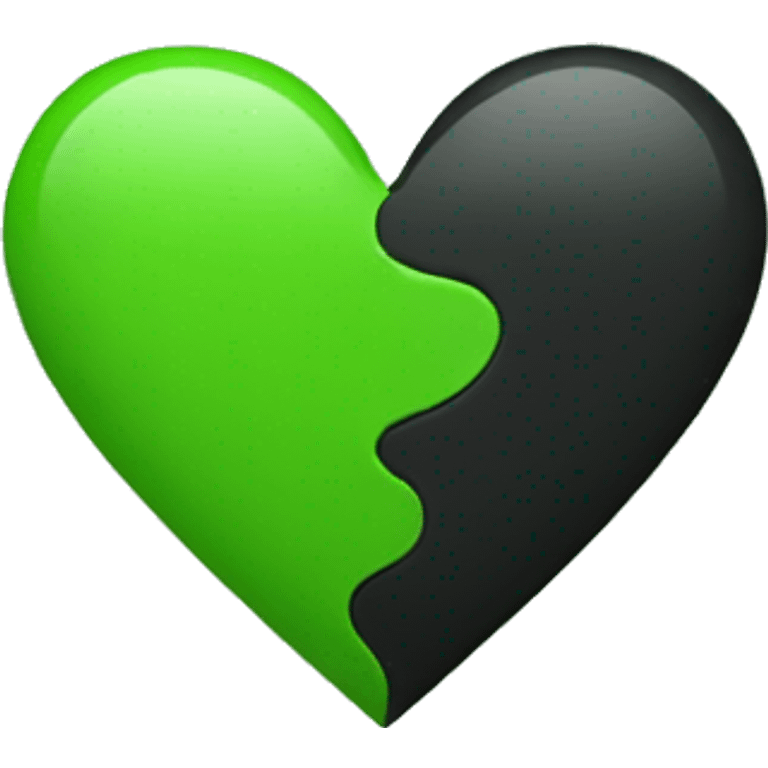 Half black and half Green heart emoji