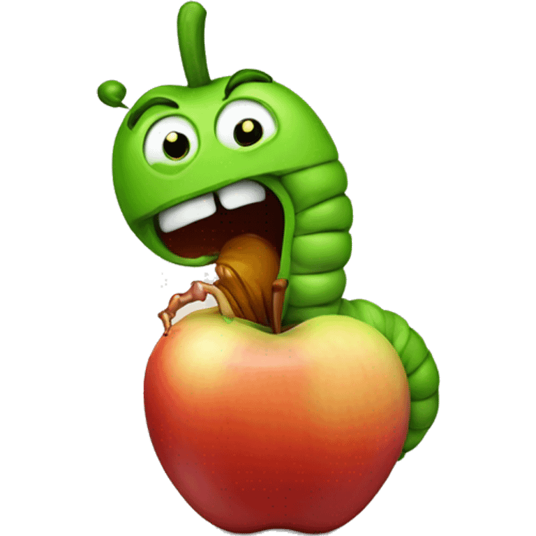 Worm coming out of apple emoji