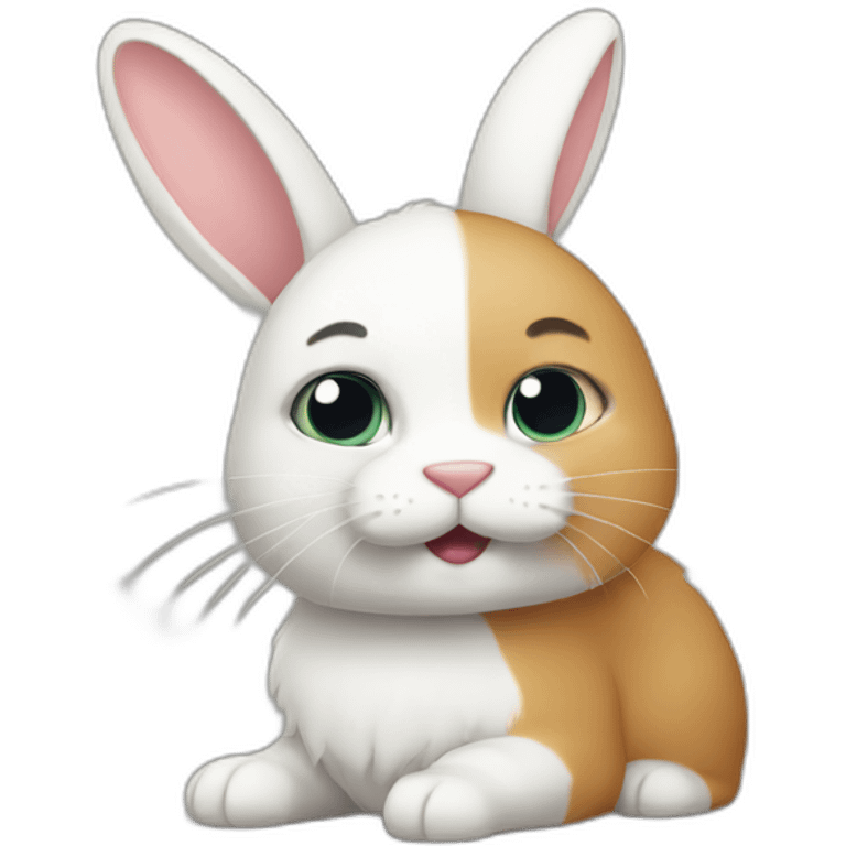 Lapin sur un chat emoji