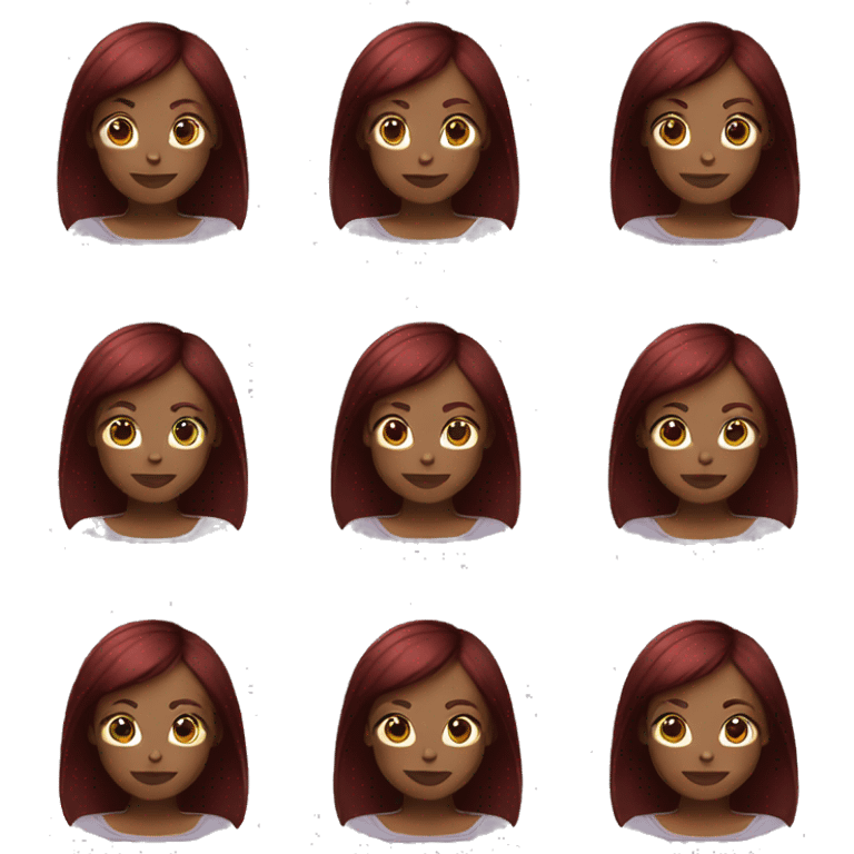 burgundy straight haired dark skinned girl emoji