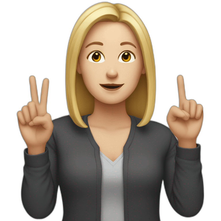 white woman ups two fingers emoji