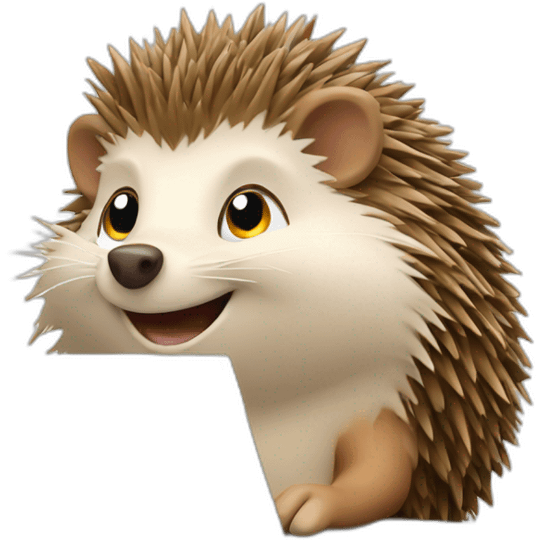 smiling hedgehog working behind a laptop emoji