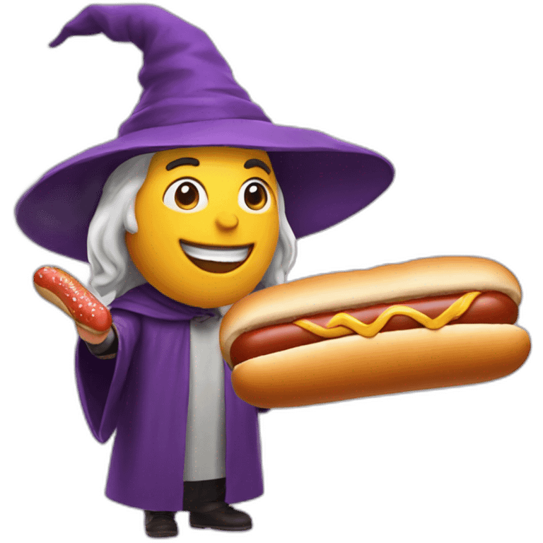 wizard with a hot dog emoji