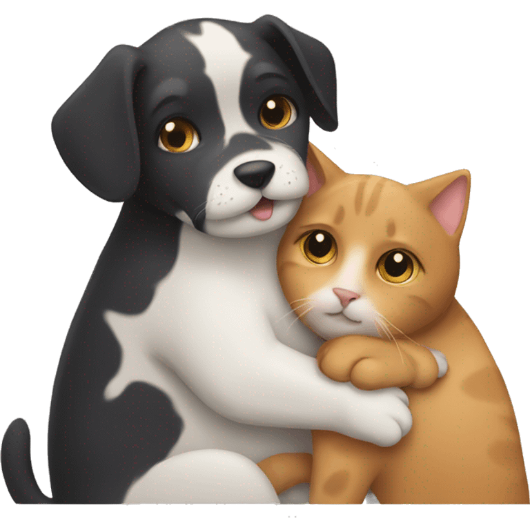 Dog hugging a cat emoji