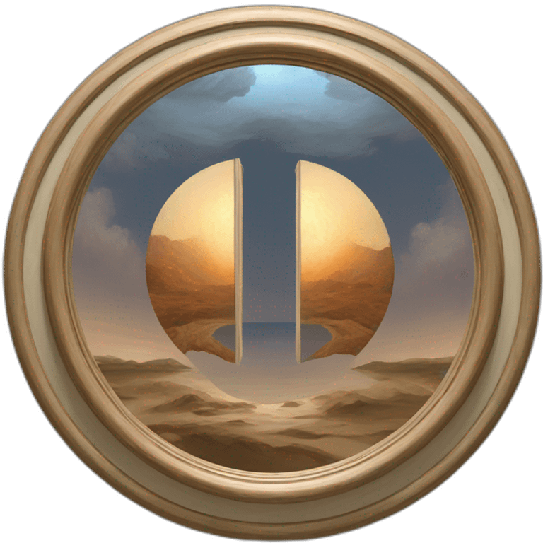 real painting of an infinite regression mirror portal emoji