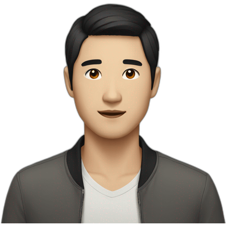 beautiful Asian man with black eyes and black hair emoji