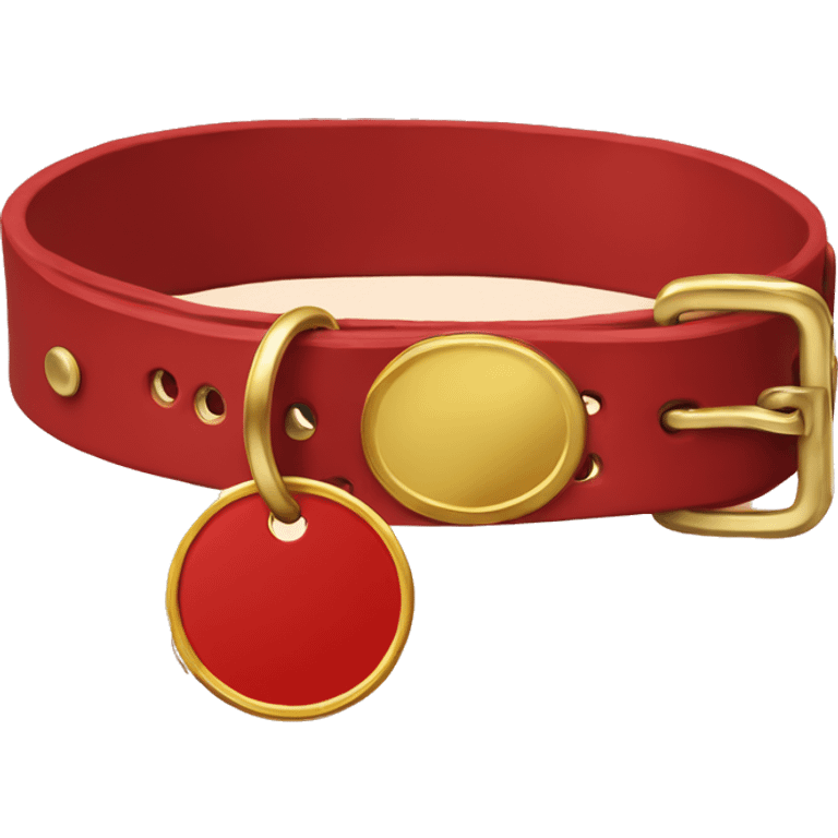 Red leather dog collar and golden tag emoji