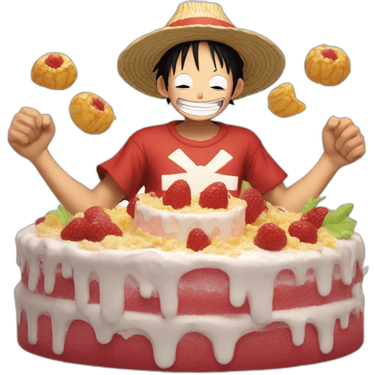 Luffy eat whole cake island emoji