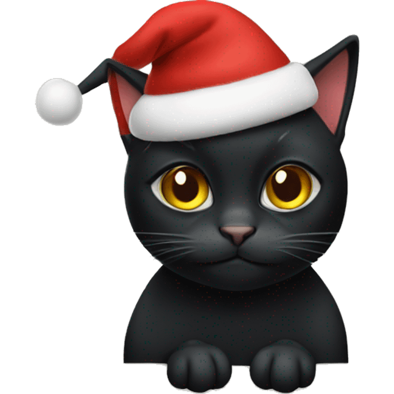 black cat with a Christmas hat emoji