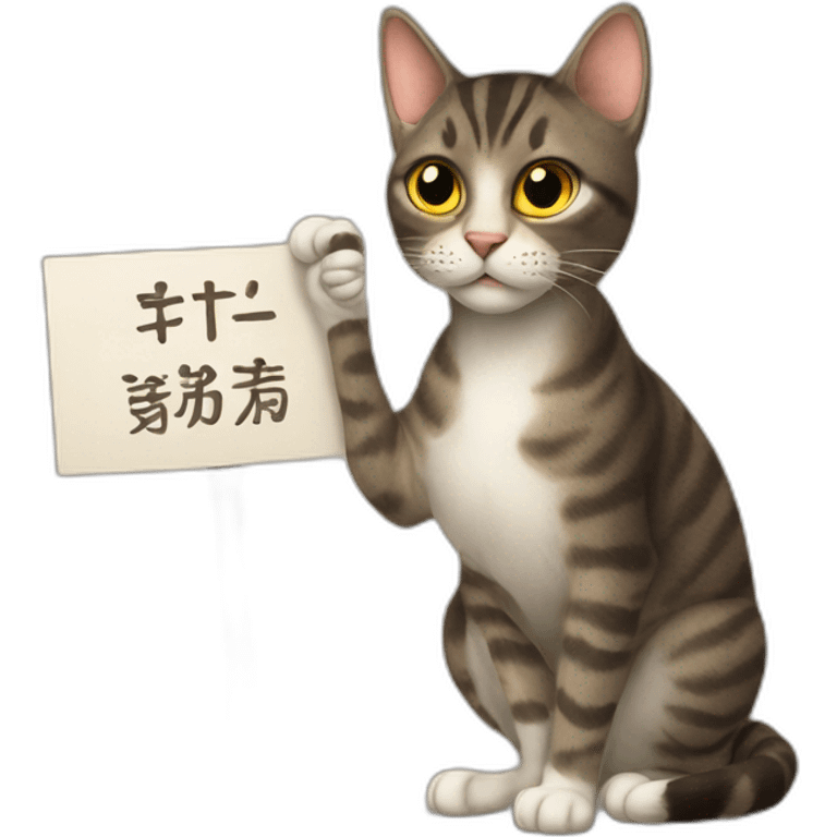 cat holding a sign with the inscription “Safina” emoji