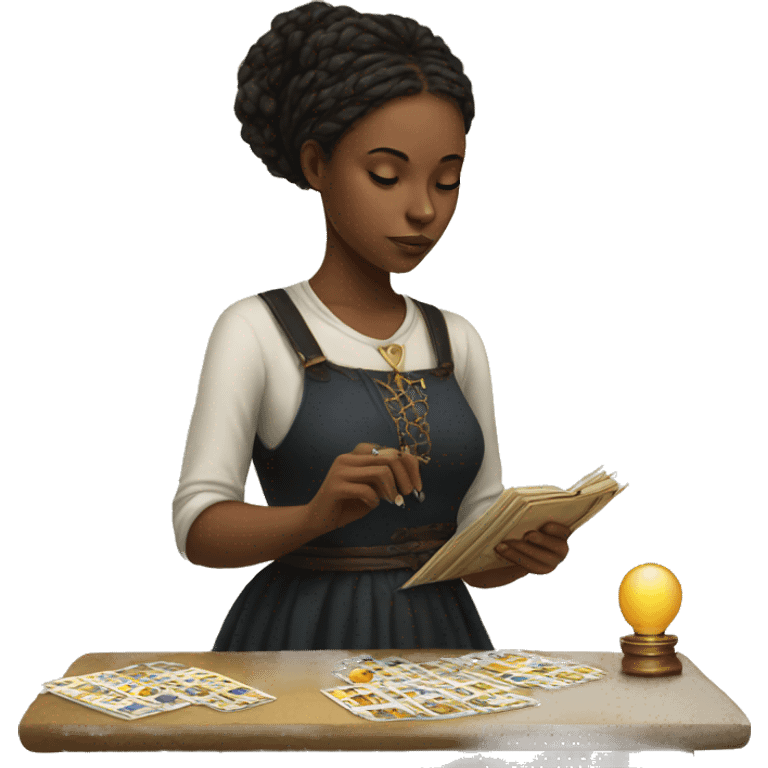 girl working on tarot emoji