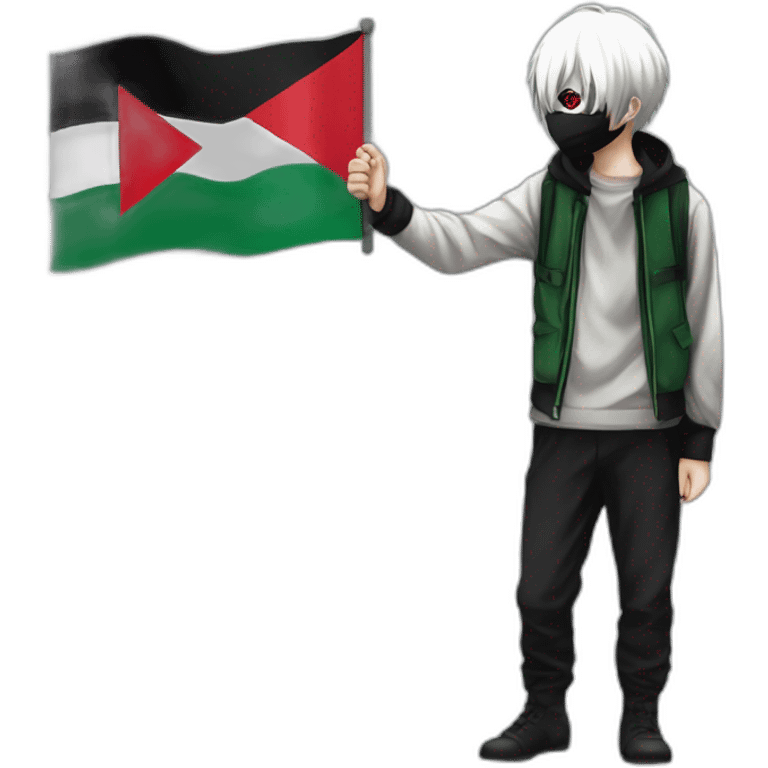 kaneki hold on his hand flag  Palestine emoji