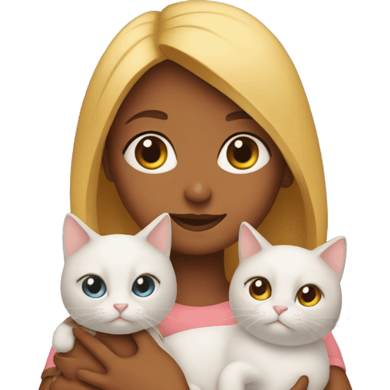 Girl with three cats  emoji