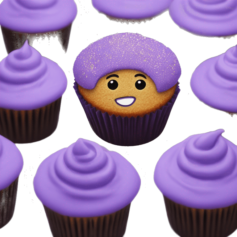 ube cupcake with ube cupcake crumbs on it emoji