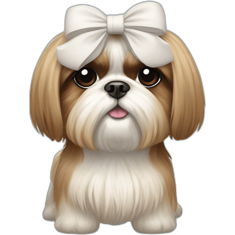 Dog Shih Tzu with a bow on head full-body emoji