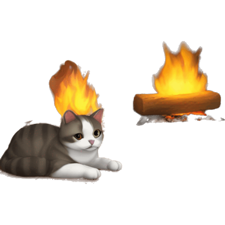 Cat sitting at the fireplace emoji