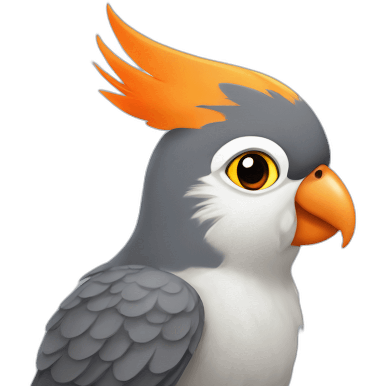 dark grey cockatiel with orange cheek emoji