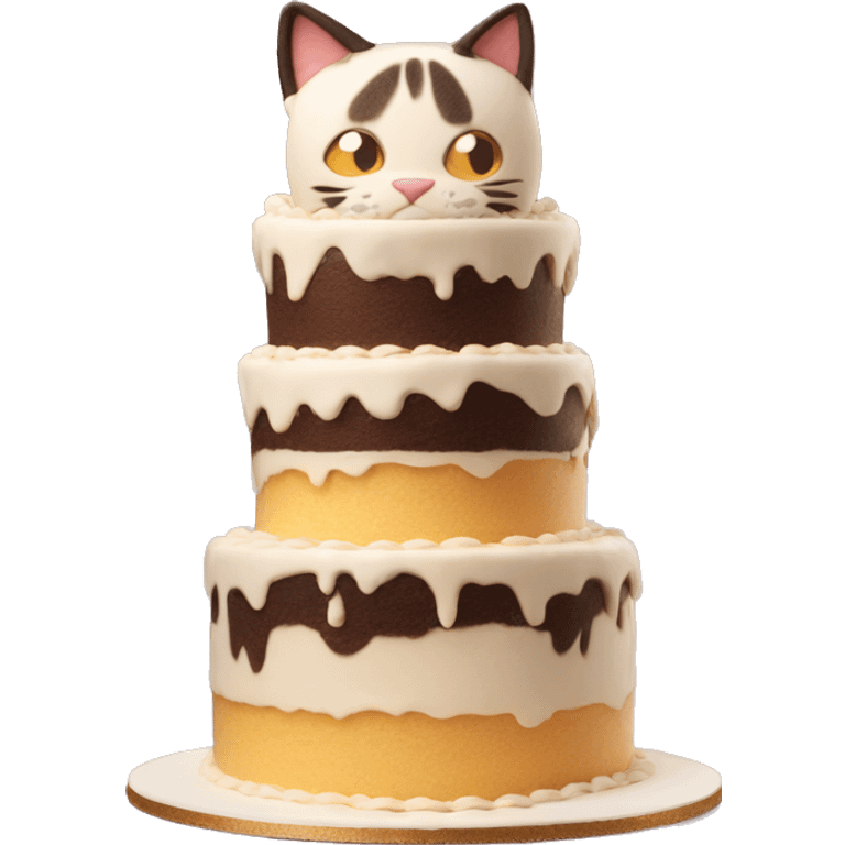 The cat makes a 4-storey cake emoji