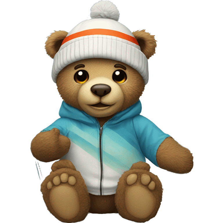 Teddy bear with ski emoji