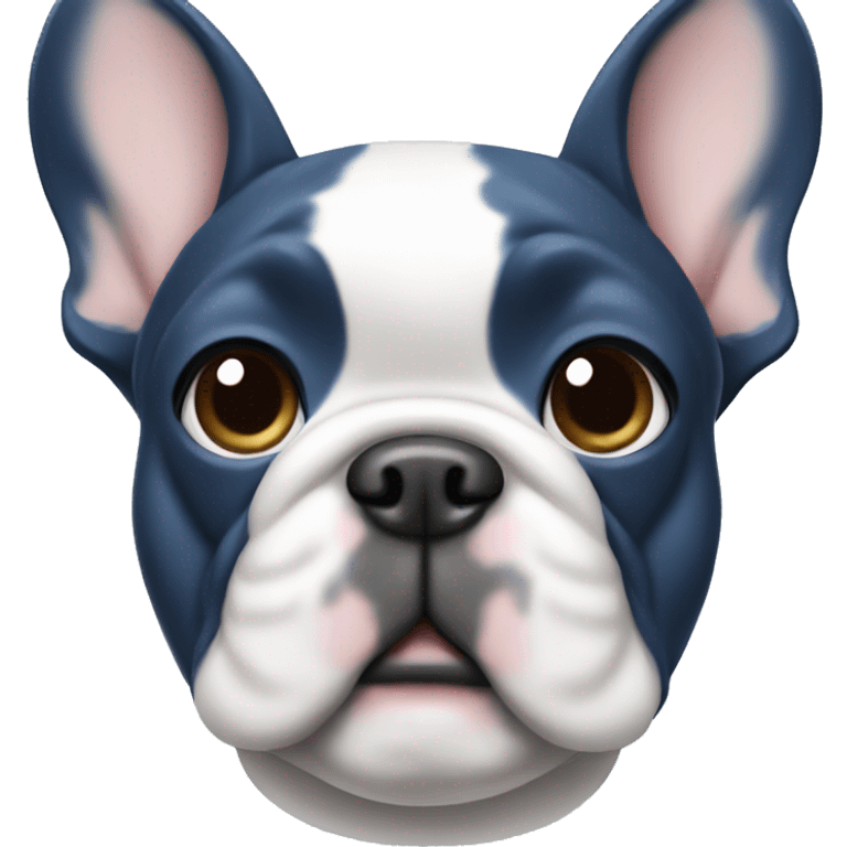 Blue frenchie with white patch on chest emoji