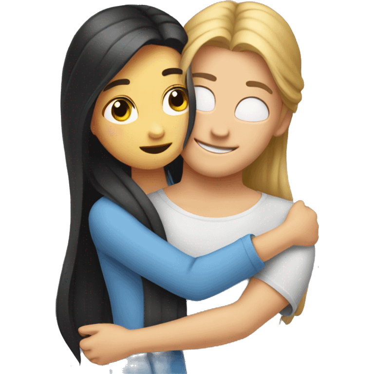 girl hugging boh with long hair  emoji