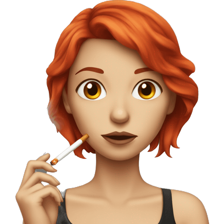 A girl with red hair smoking a cigarette  emoji