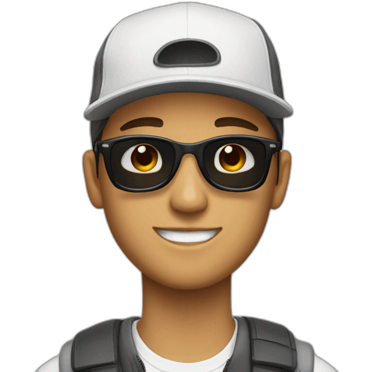 white young man with a cap and sunglasses  emoji