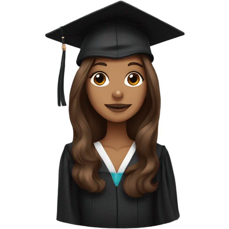 Brown haired white girl in graduation cap holding black long haired dachshund  emoji