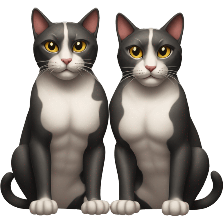 two muscular cats with lucky 13 tattoos emoji