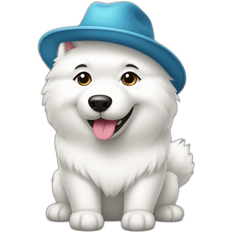 Samoyed wearing a hat emoji