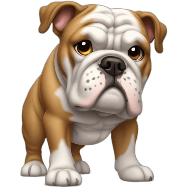 Full body English bulldog tilted his head to the side emoji