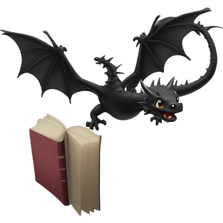 black dragons flying out of book emoji