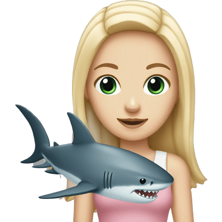 White Girl with shark  emoji