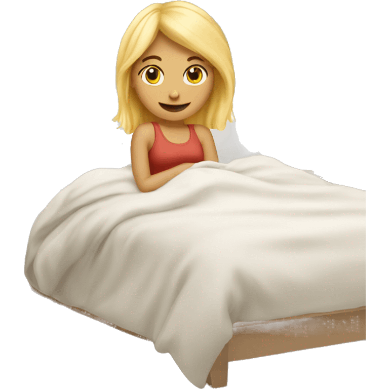 blonde girl cozy bed emoji