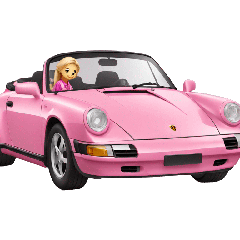 girl getting inside of pink porsche car emoji