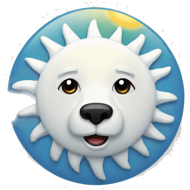 Sun with polar bear face inside emoji