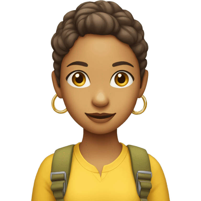 Female Little dinosaur with Yellow shirt and Hoop earrings emoji