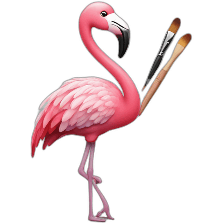  flamingo holding a paintbrush emoji